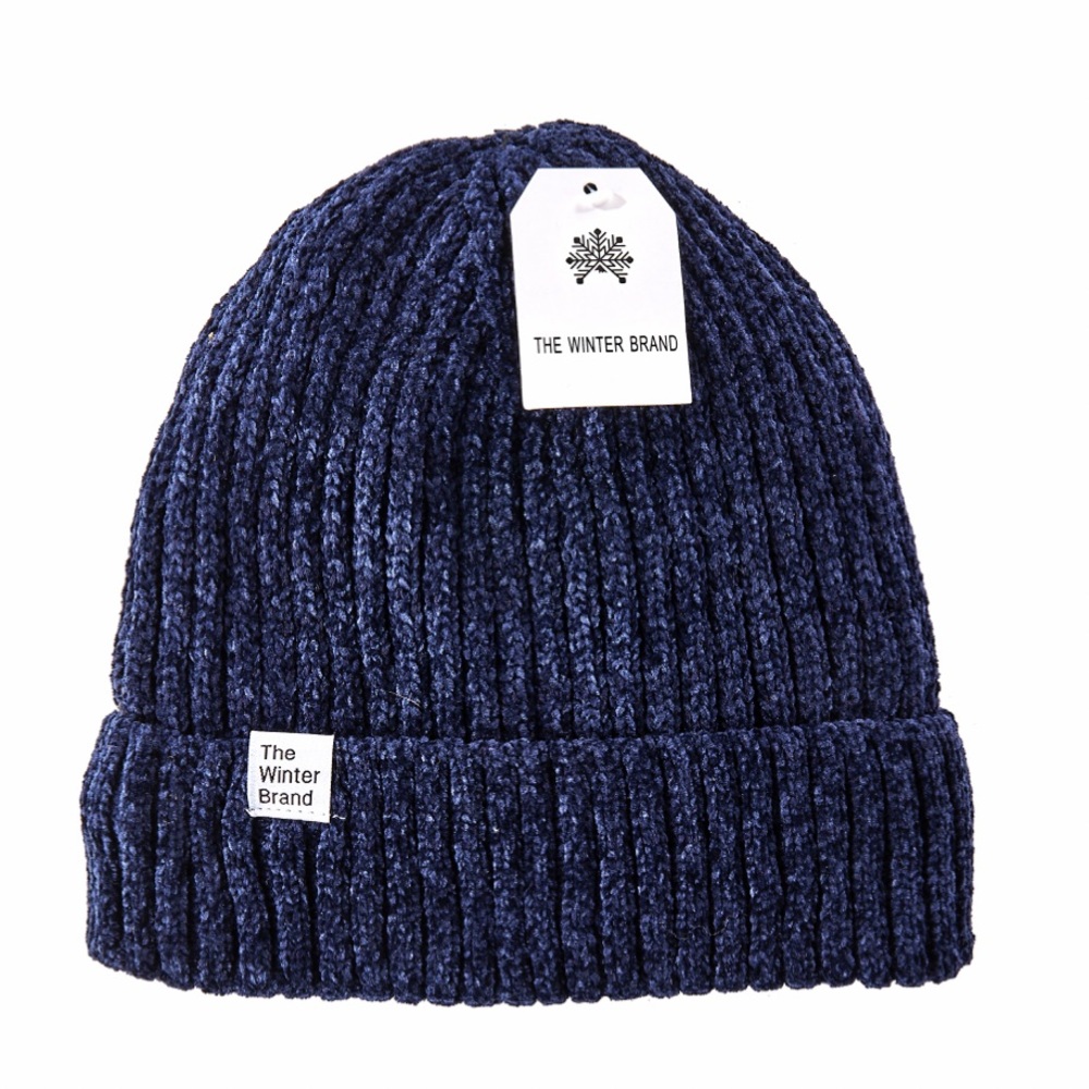The Winter Brand Signature Chenille Beanie in Navy